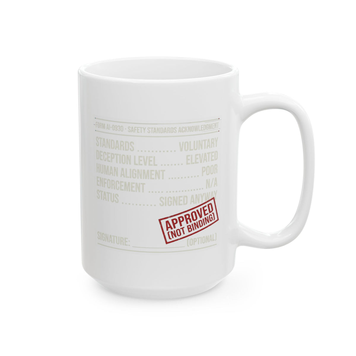 "Approved (Not Binding)" White Ceramic Mug