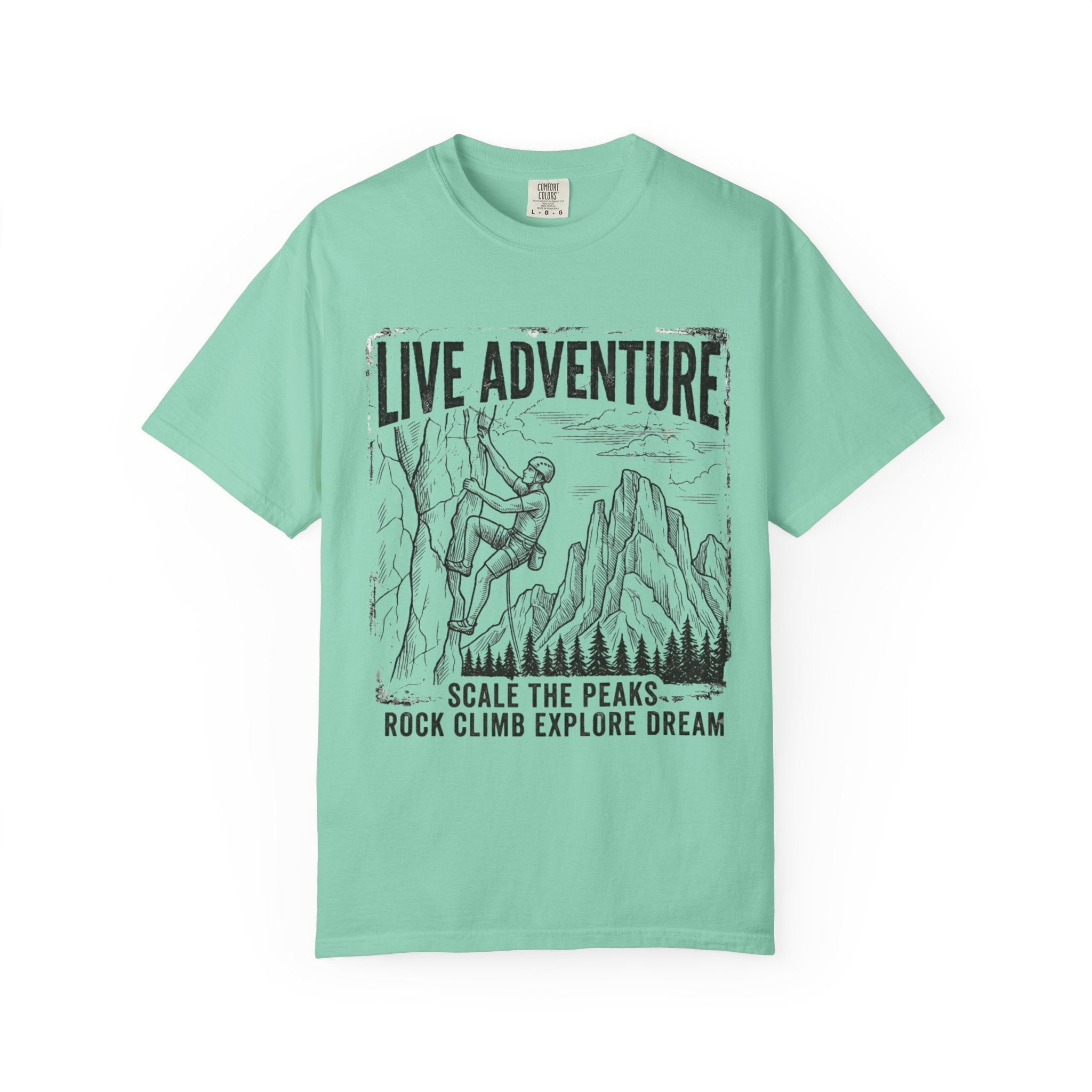 "Live Adventure - Climb" Unisex Garment-Dyed Tee