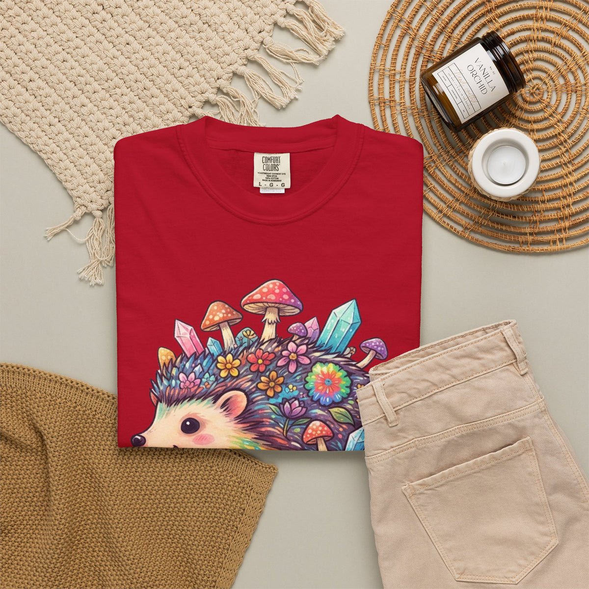 Hippy Hedgehog Unisex Garment-Dyed Tee