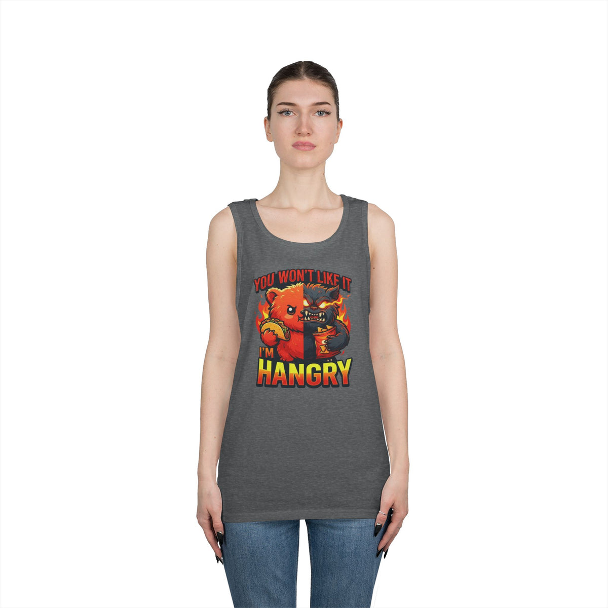 Color: Graphite Heather | You Won't Like It I'm Hangry Tank Top