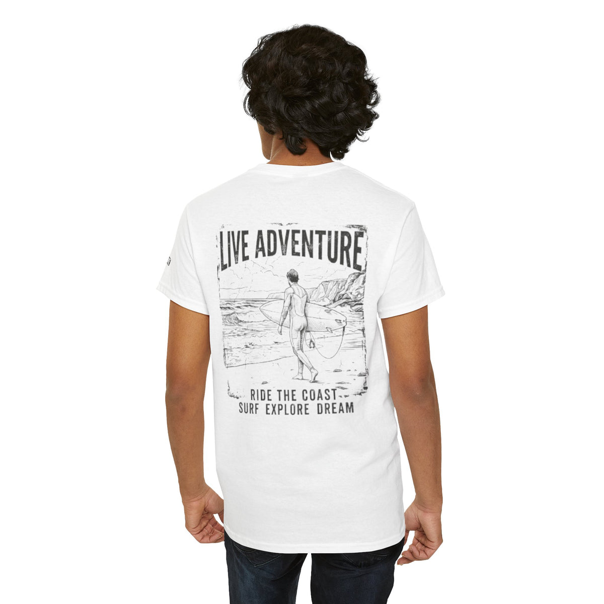 Color: White | Live Adventure - Surf Premium Graphic Tee