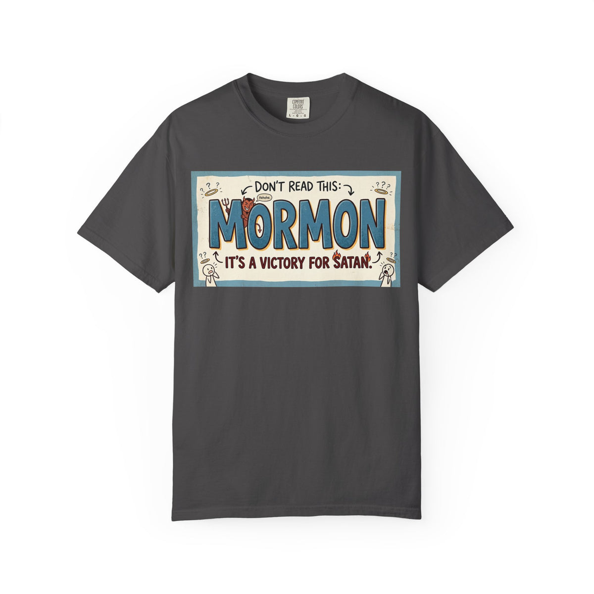 Color: Graphite | Devil's Dictionary: Mormon Edition | Garment-Dyed Tee — AttitudeShirts