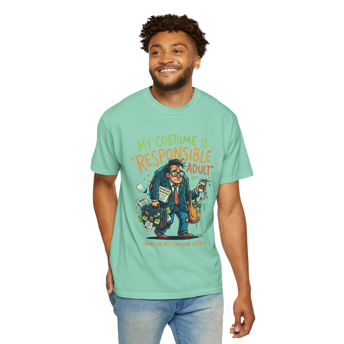 Color: Island Reef | Responsible Adult Costume Unisex Garment-Dyed Tee