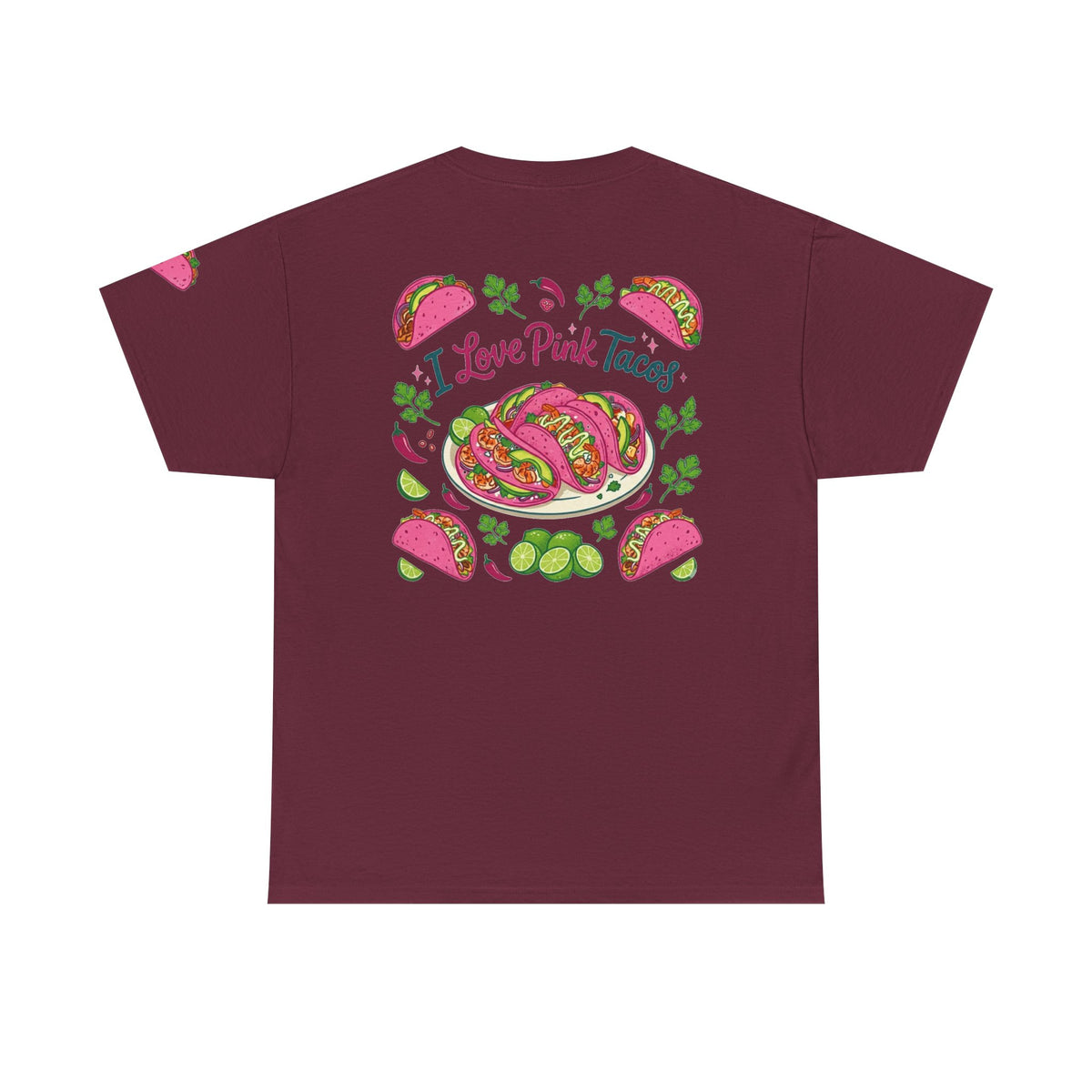 Color: Maroon | I Love Pink Tacos Premium Graphic Tee