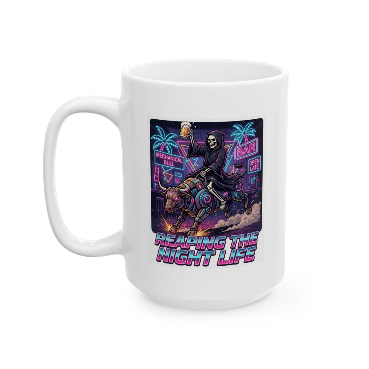"Reaping the Night Life" White Ceramic Mug