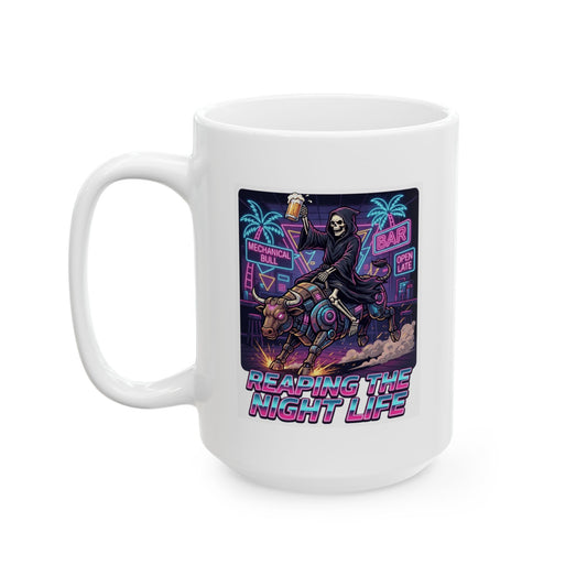 "Reaping the Night Life" White Ceramic Mug