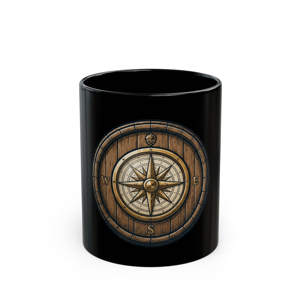 "Barrel & Compass Brewing" Black Ceramic Mug — Graphic