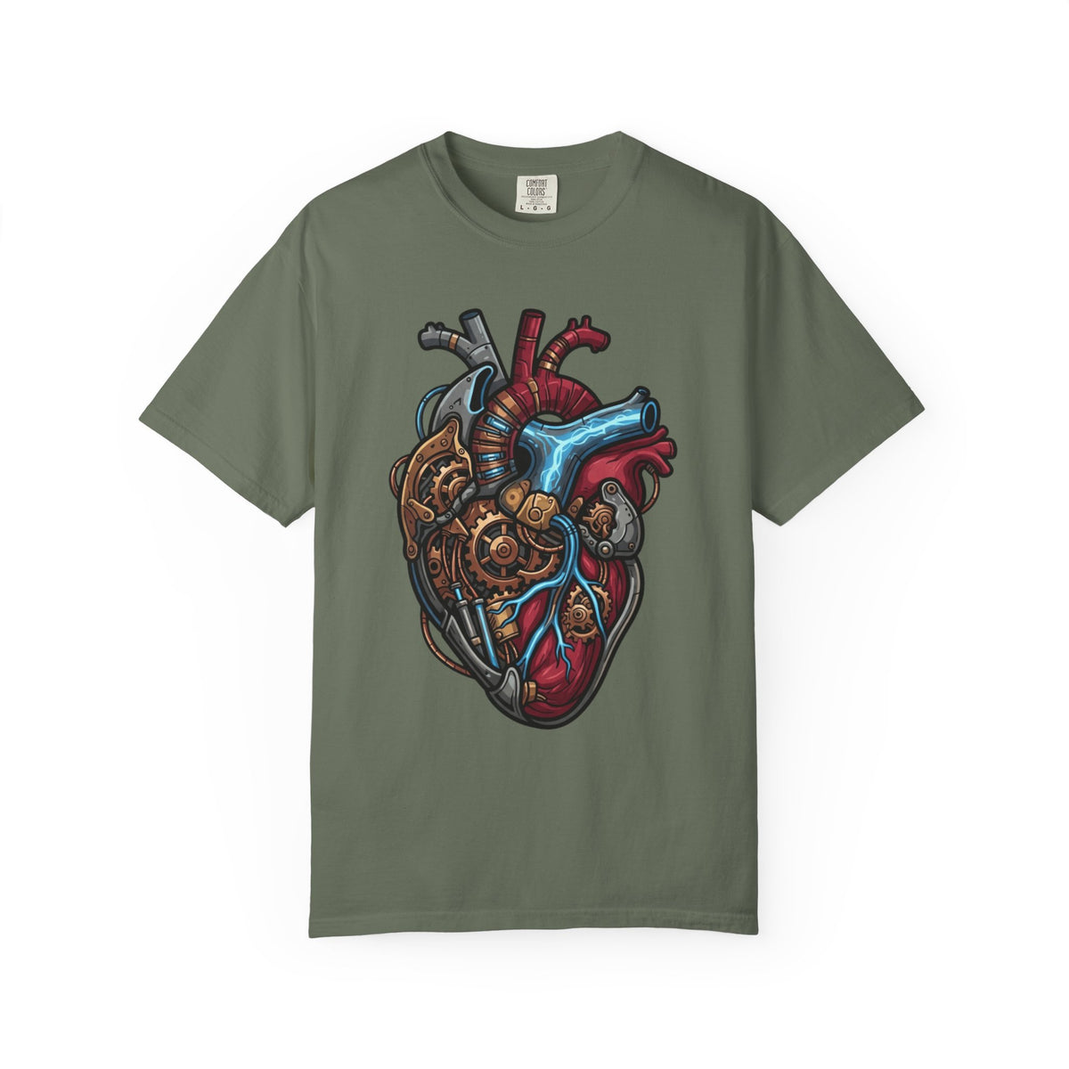 Color: Moss | Mechanical Heart Unisex Garment-Dyed Tee