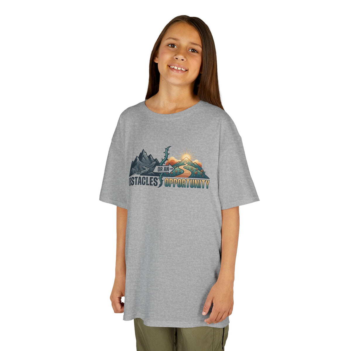 Color: Sport Grey | Obstacle Or An Opportunity Kids Tee
