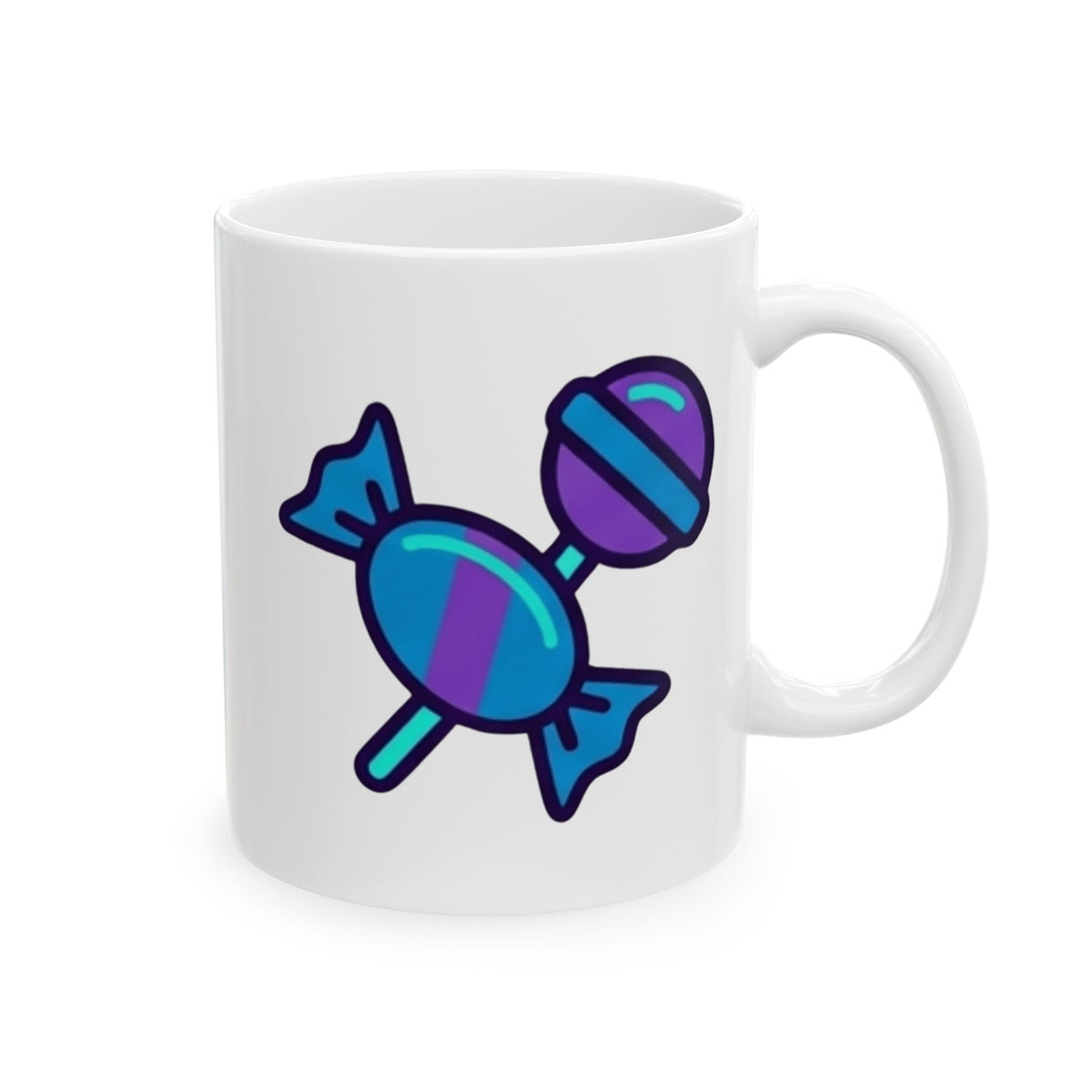 "Free Candy For All" White Ceramic Mug — Graphic