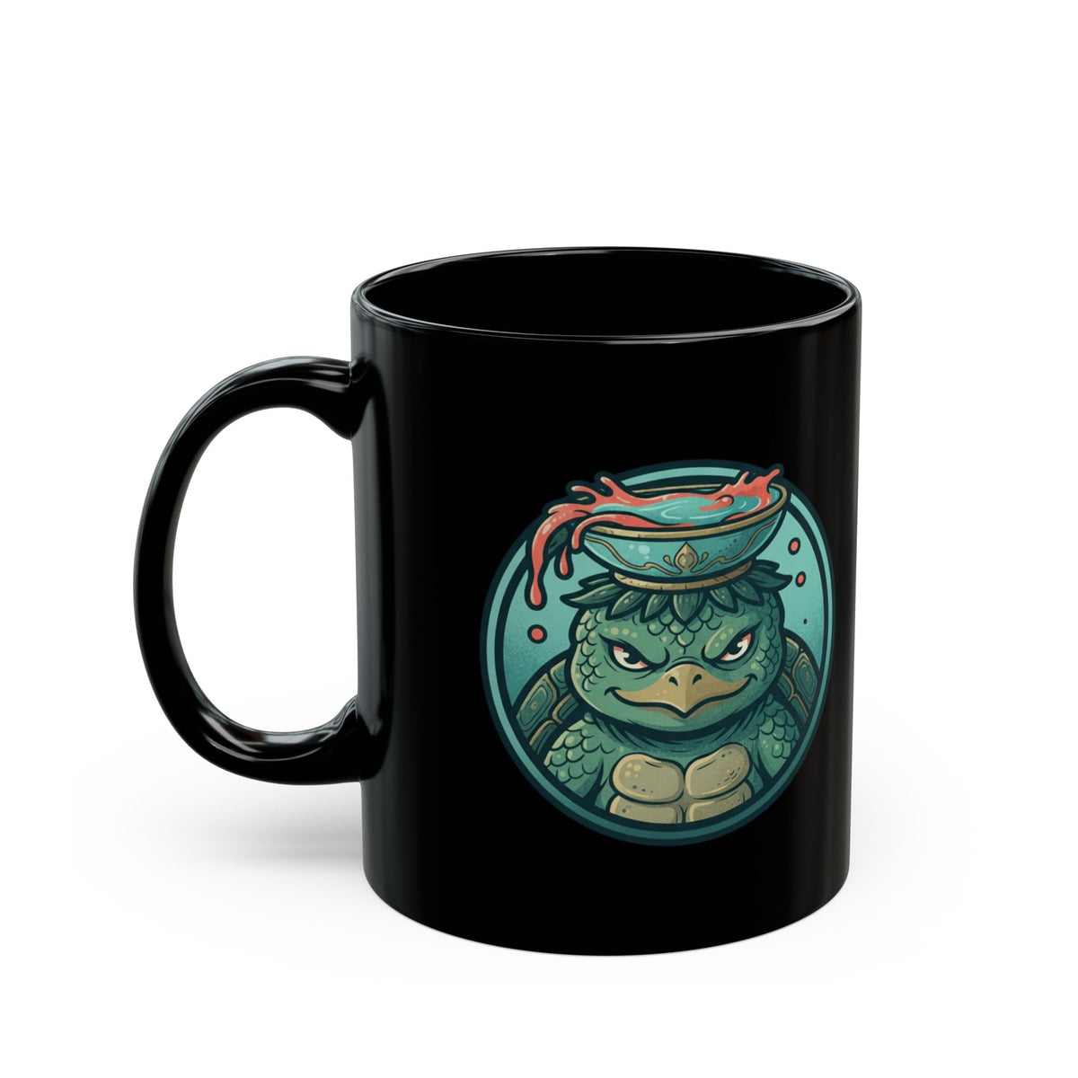 "Kappa (Japanese Folklore)" Black Ceramic Mug — Graphic