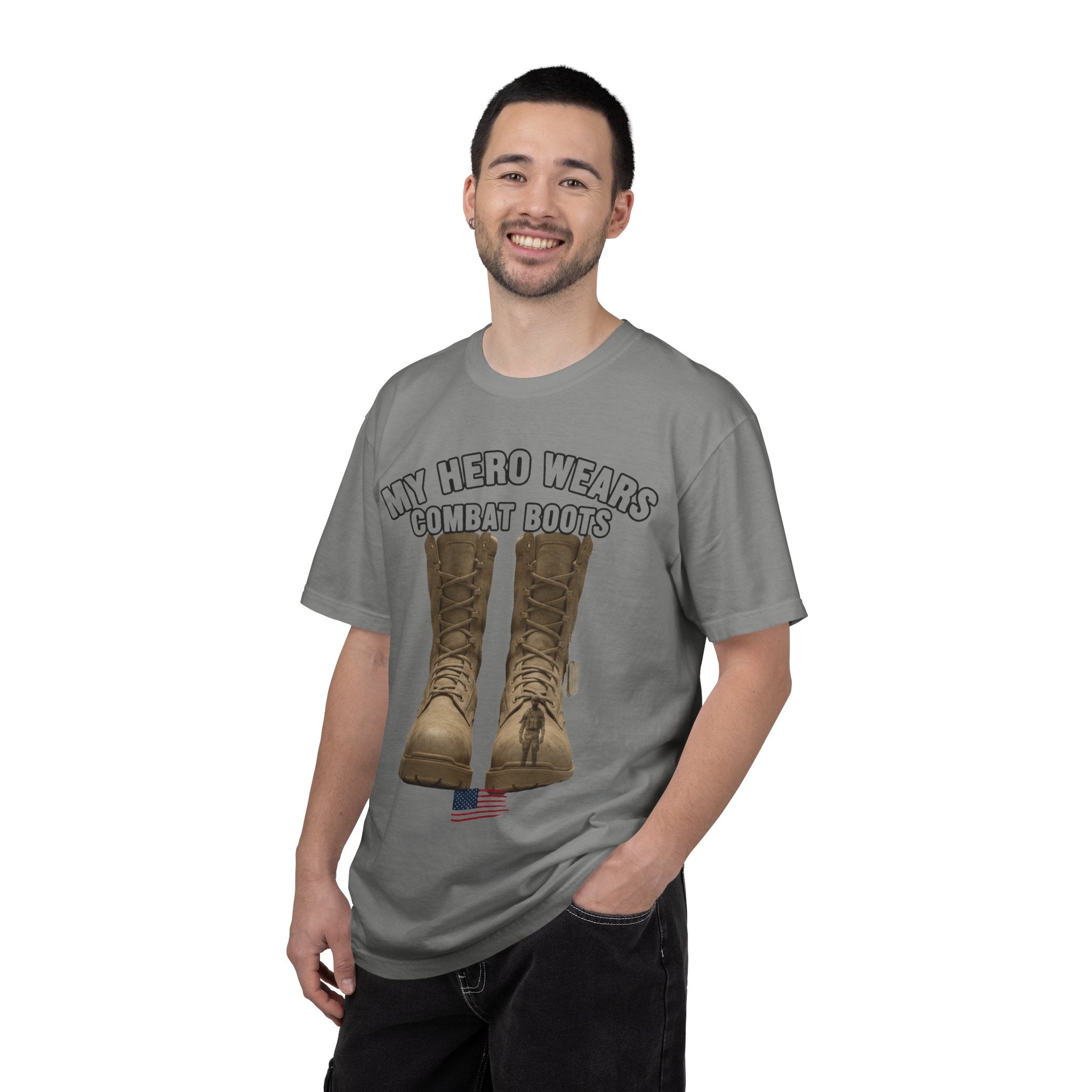 "My Hero Wears Combat Boots" Unisex Garment-Dyed T-shirt