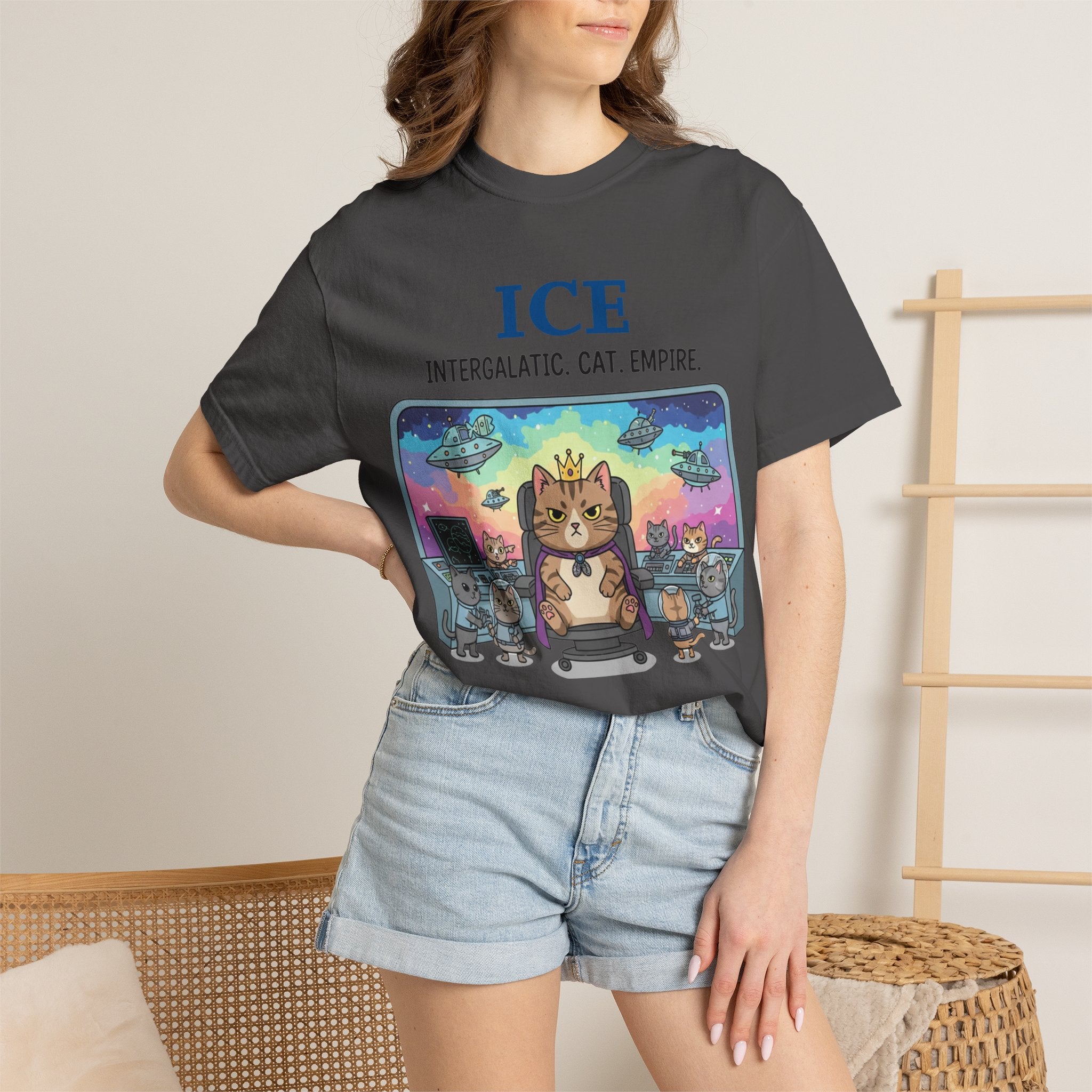 "ICE (Intergalactic Cat Empire)" Unisex Garment-Dyed T-shirt