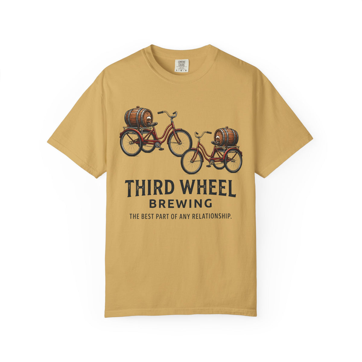 Color: Mustard | Third Wheel Brewing Unisex Garment-Dyed Tee