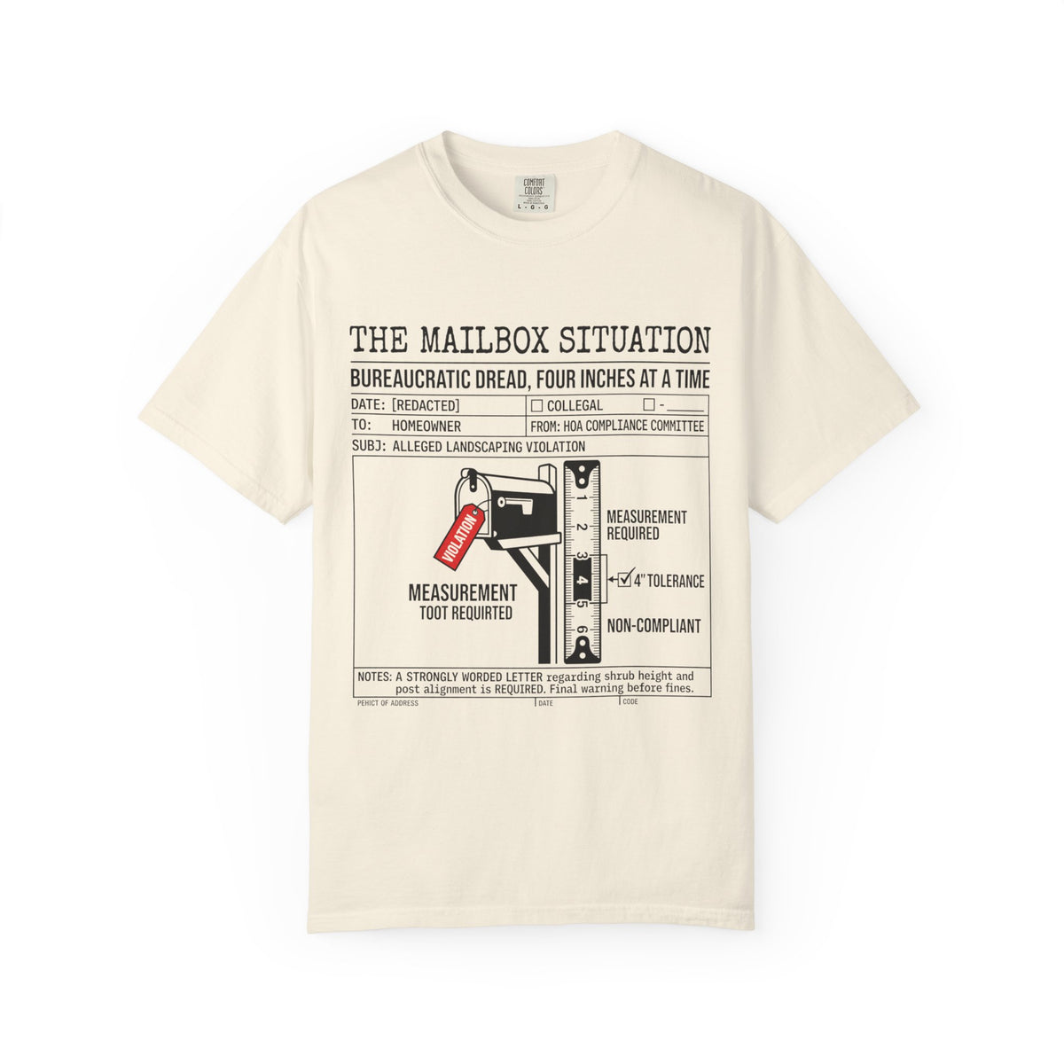 Color: Ivory | Mailbox Situation Unisex Garment-Dyed Tee