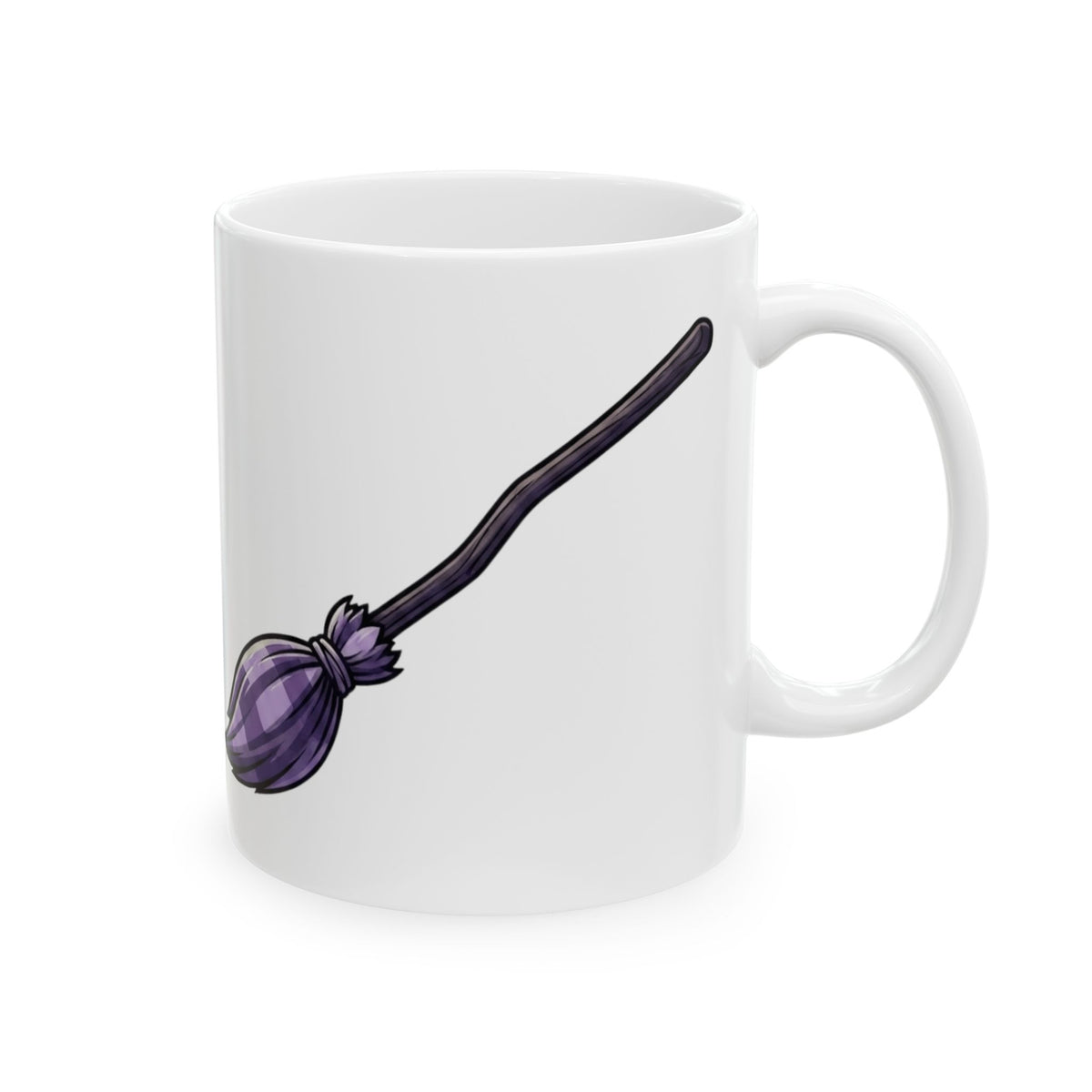 "Wanna See My Broomstick" White Ceramic Mug — Graphic