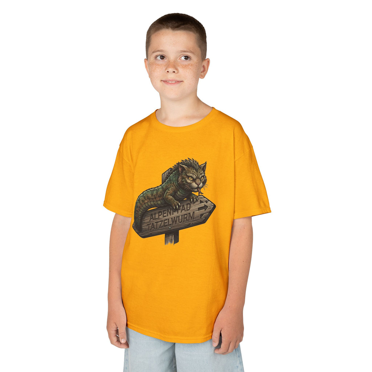 Color: Gold | Tatzelwurm (Alpine Europe) Kids Tee