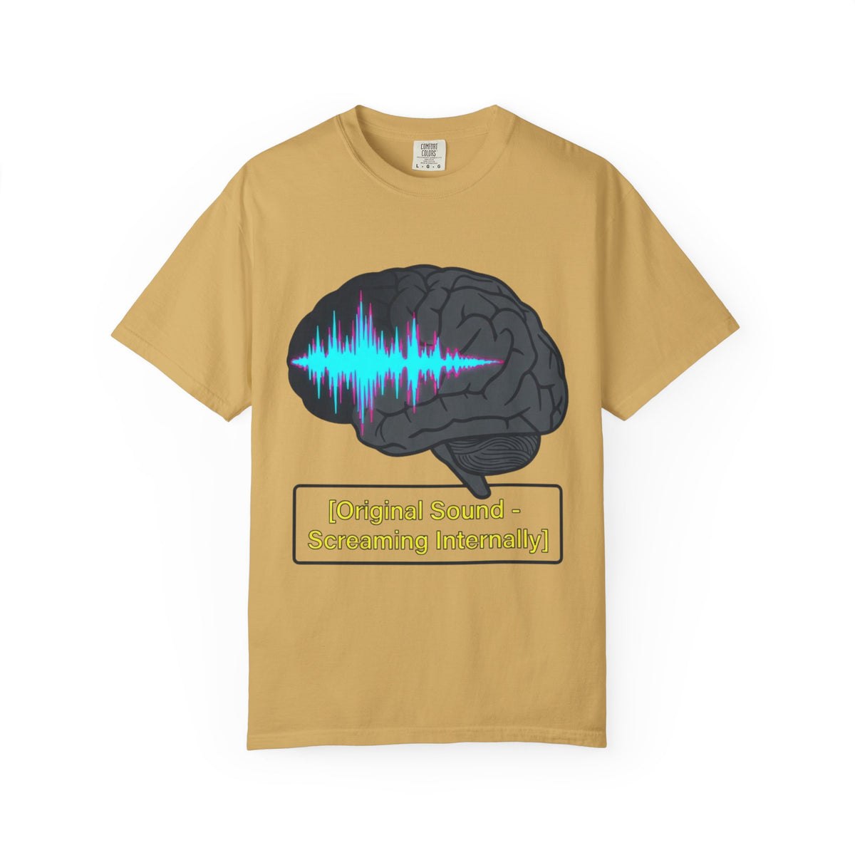 Color: Mustard | Screaming Internally Unisex Garment-Dyed Tee