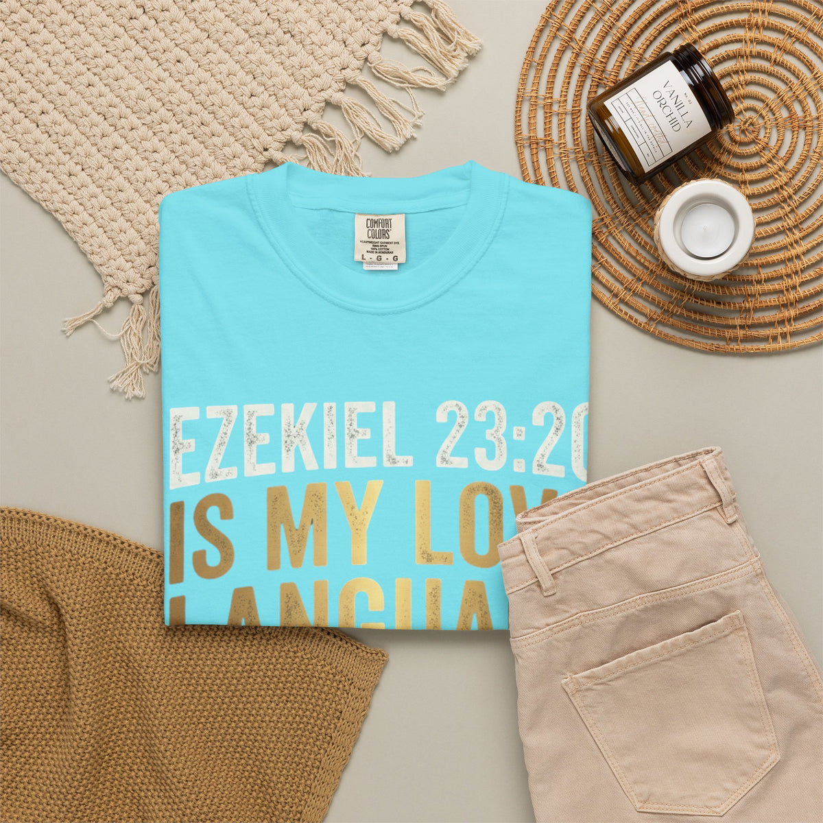 Good Book Series Ezekiel 23 20 Love Language Unisex Garment-Dyed Tee