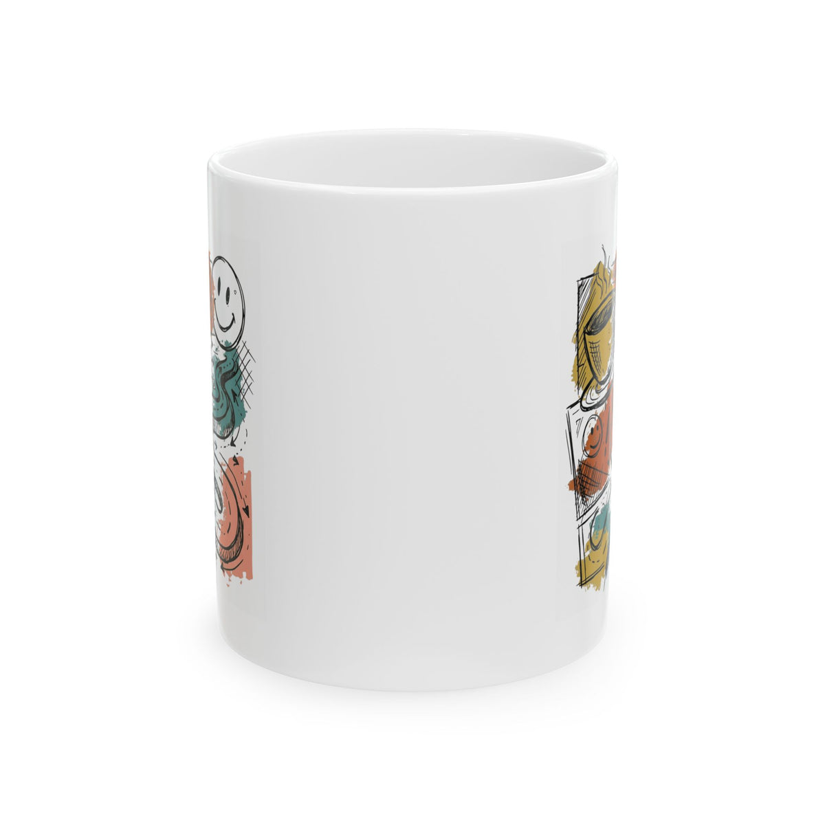 "Happy Coffee" White Ceramic Mug