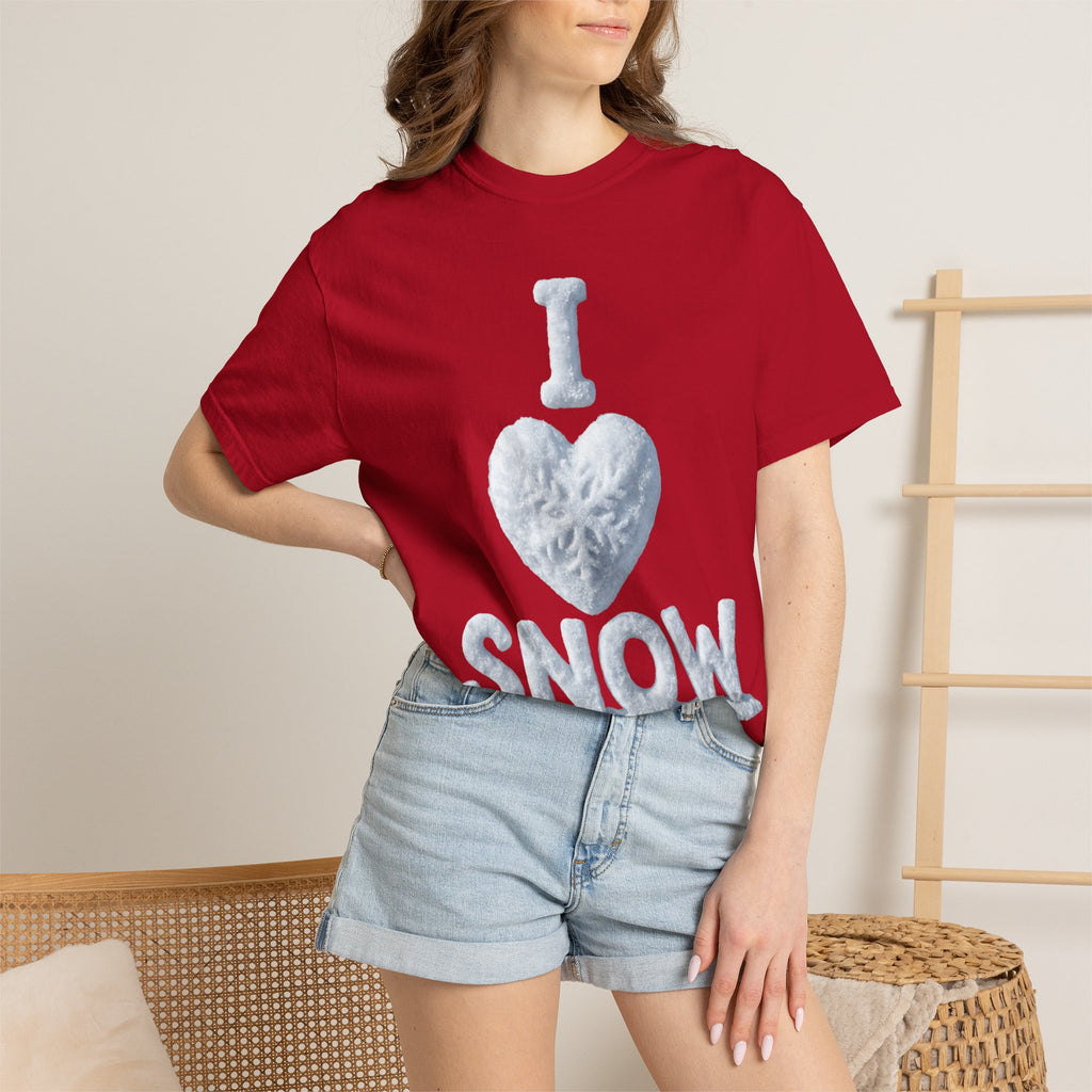 "I Love Snow" Unisex Garment-Dyed T-shirt