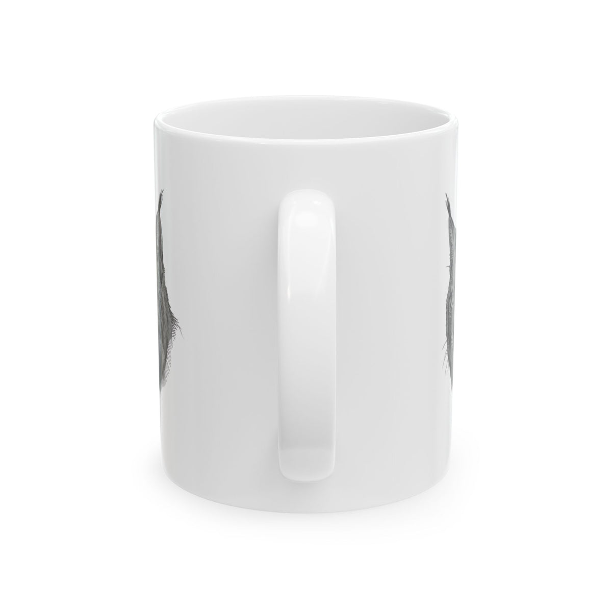 "Pencil Sketch Art Lynx" White Ceramic Mug — Graphic