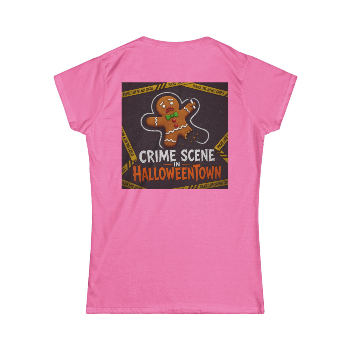 Color: Azalea | Crime Scene in Halloweentown Women's Tee