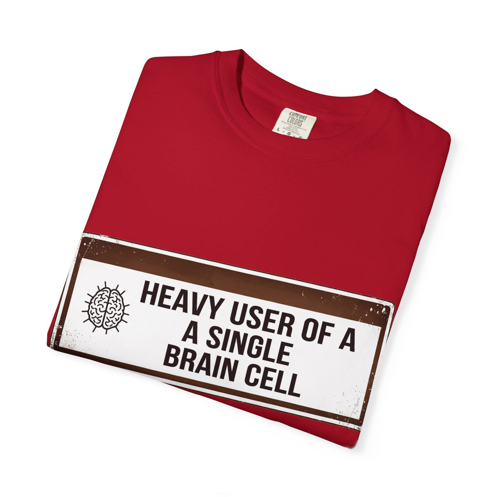 “Heavy User of a Single Brain Cell” Unisex Garment-Dyed T-shirt