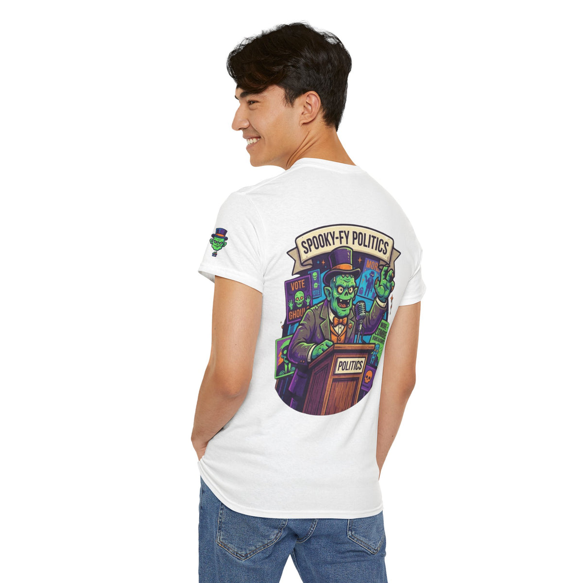 Color: White | Spooky-Fy Politics Premium Graphic Tee
