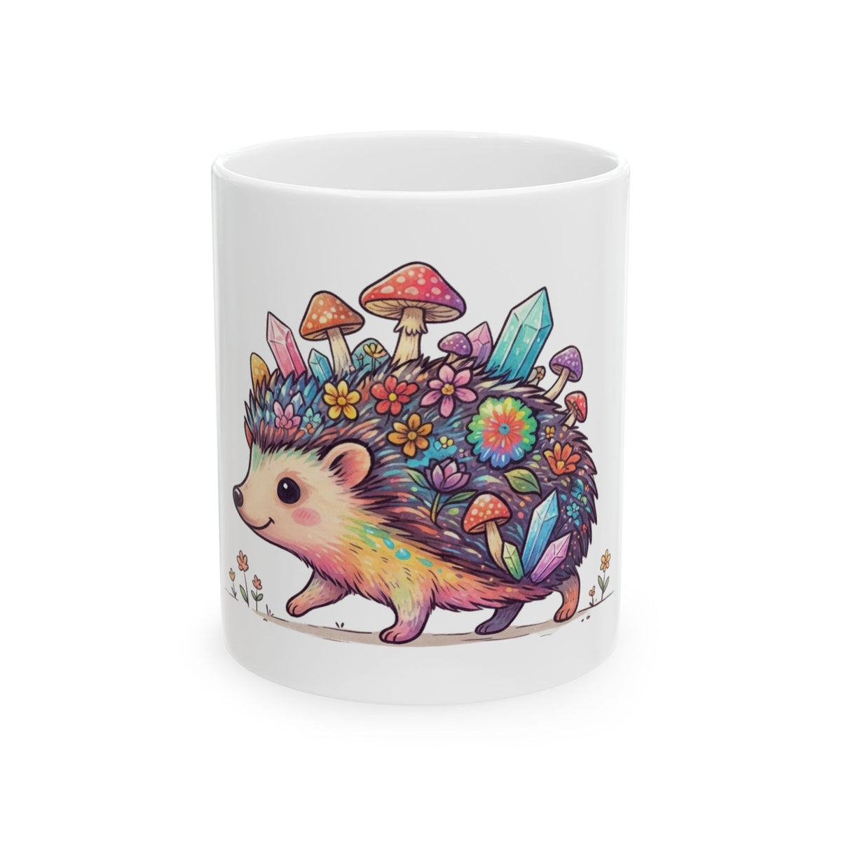 "Hippy Hedgehog" White Ceramic Mug