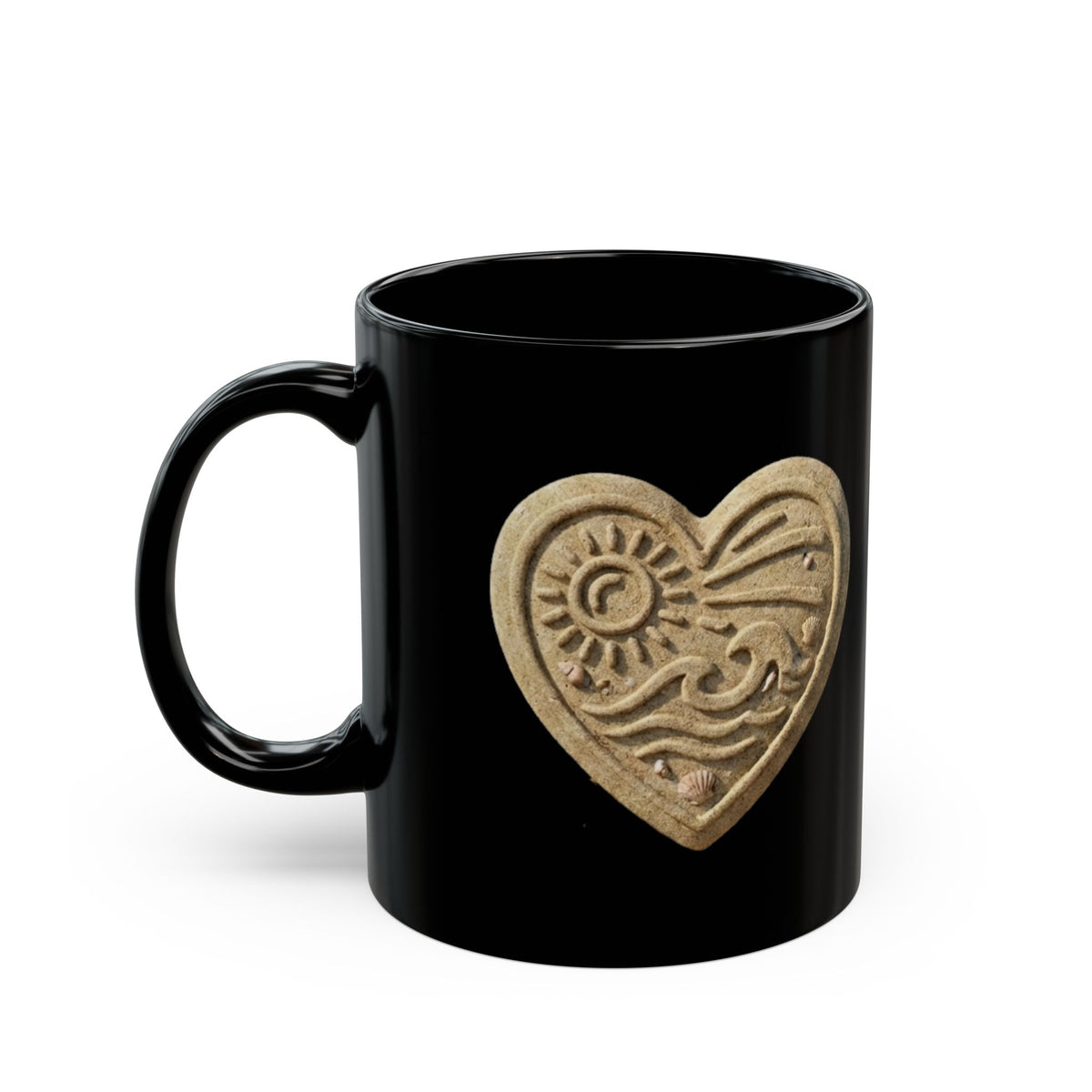 "I Luv The Beach" Black Ceramic Mug — Graphic