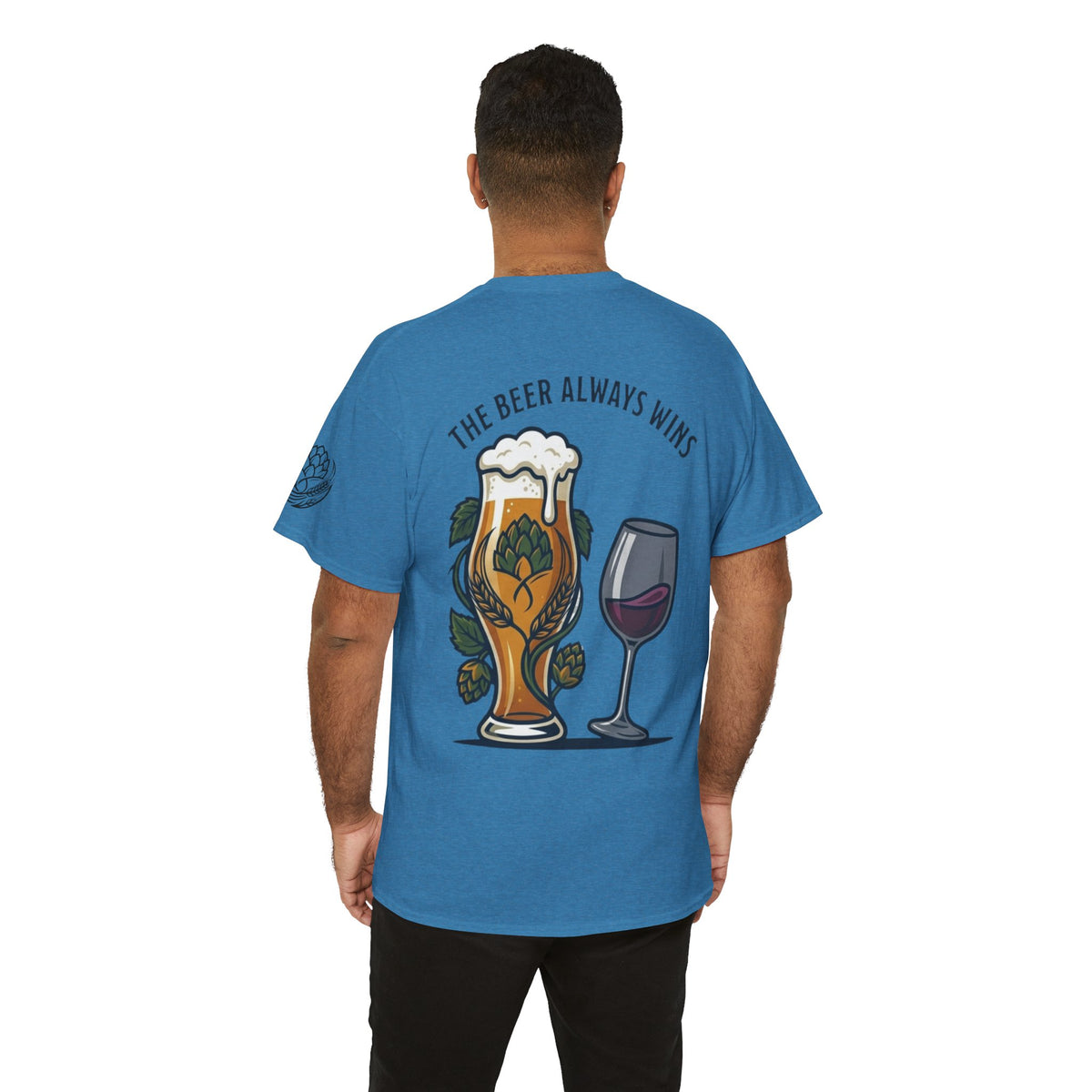 Color: Heather Sapphire | The Beer Always Wins Premium Graphic Tee