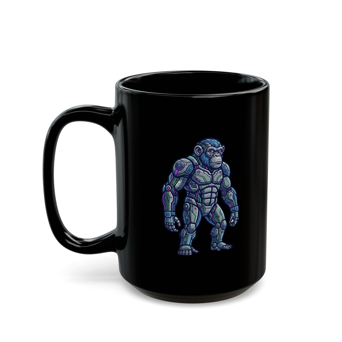 "Cyber Chimp" Black Ceramic Mug