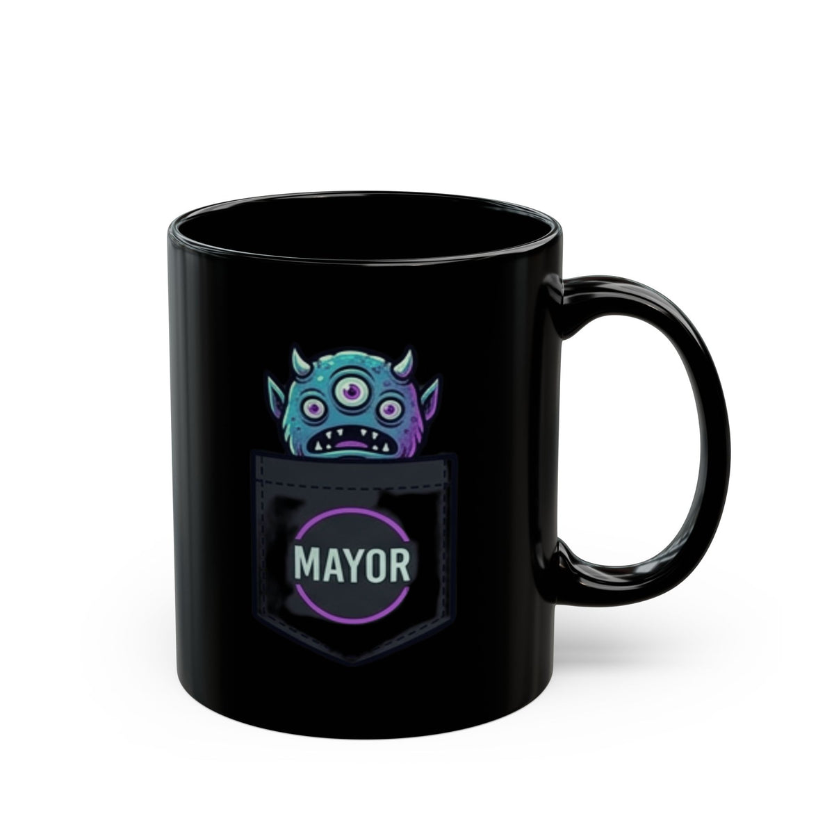 "Mayor Of Halloweentown" Black Ceramic Mug — Graphic