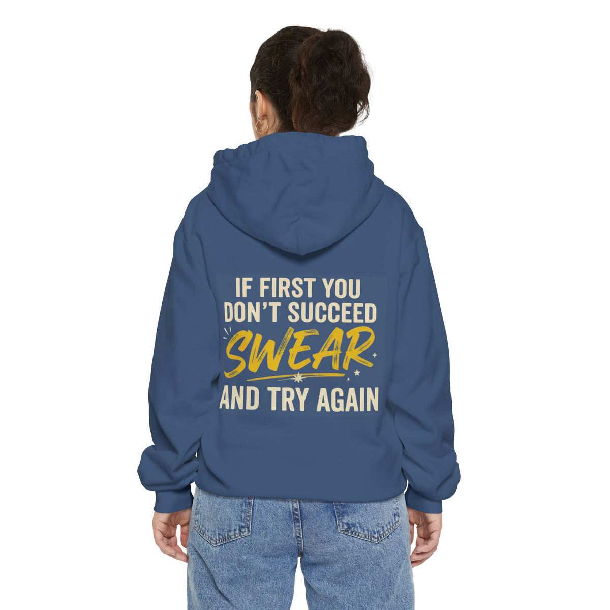 Color: True Navy | Swear And Try Again Garment-Dyed Hoodie
