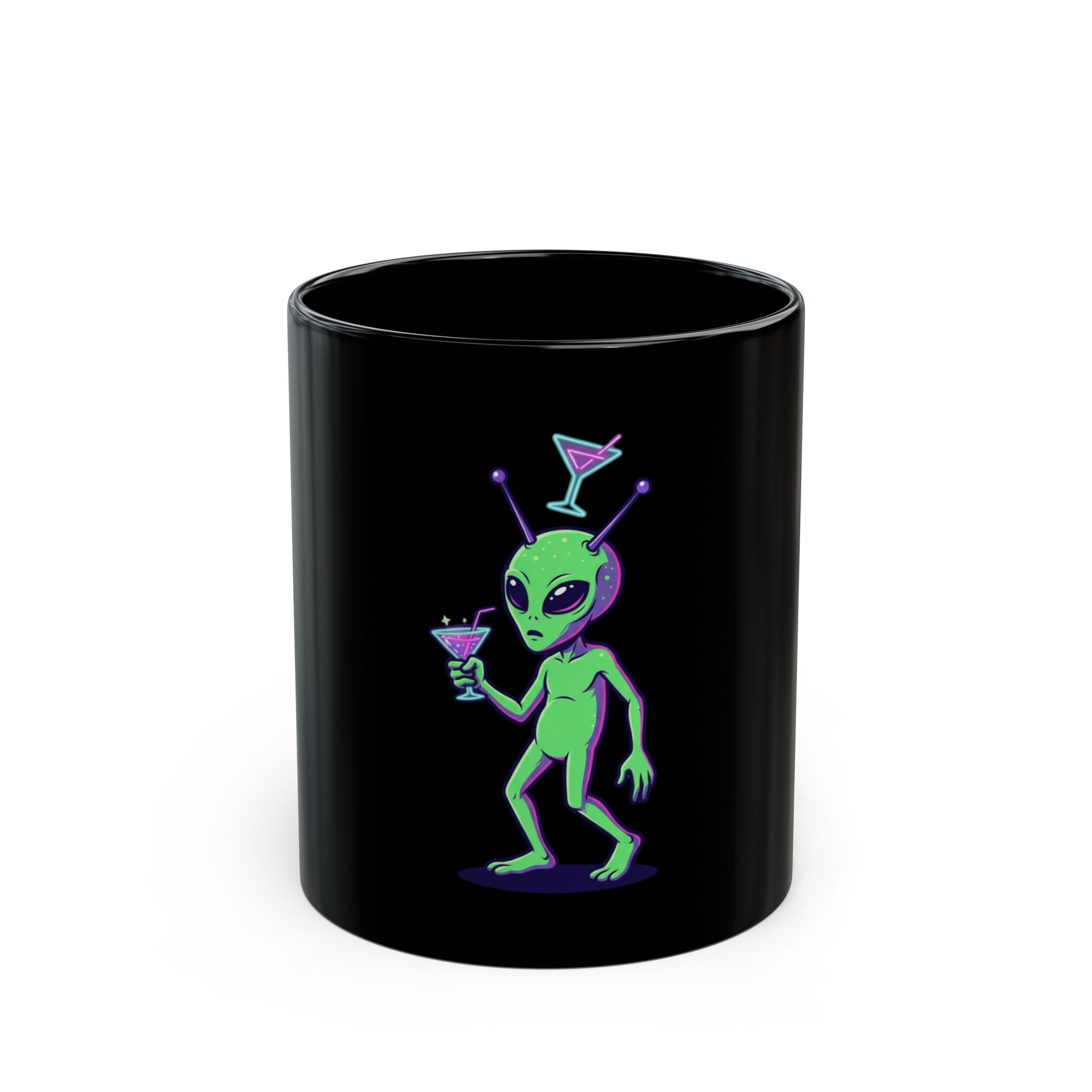 "Drunk Alien" Black Ceramic Mug
