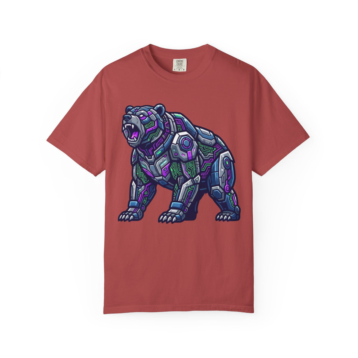Color: Crimson | Cyber Bear Unisex Garment-Dyed Tee