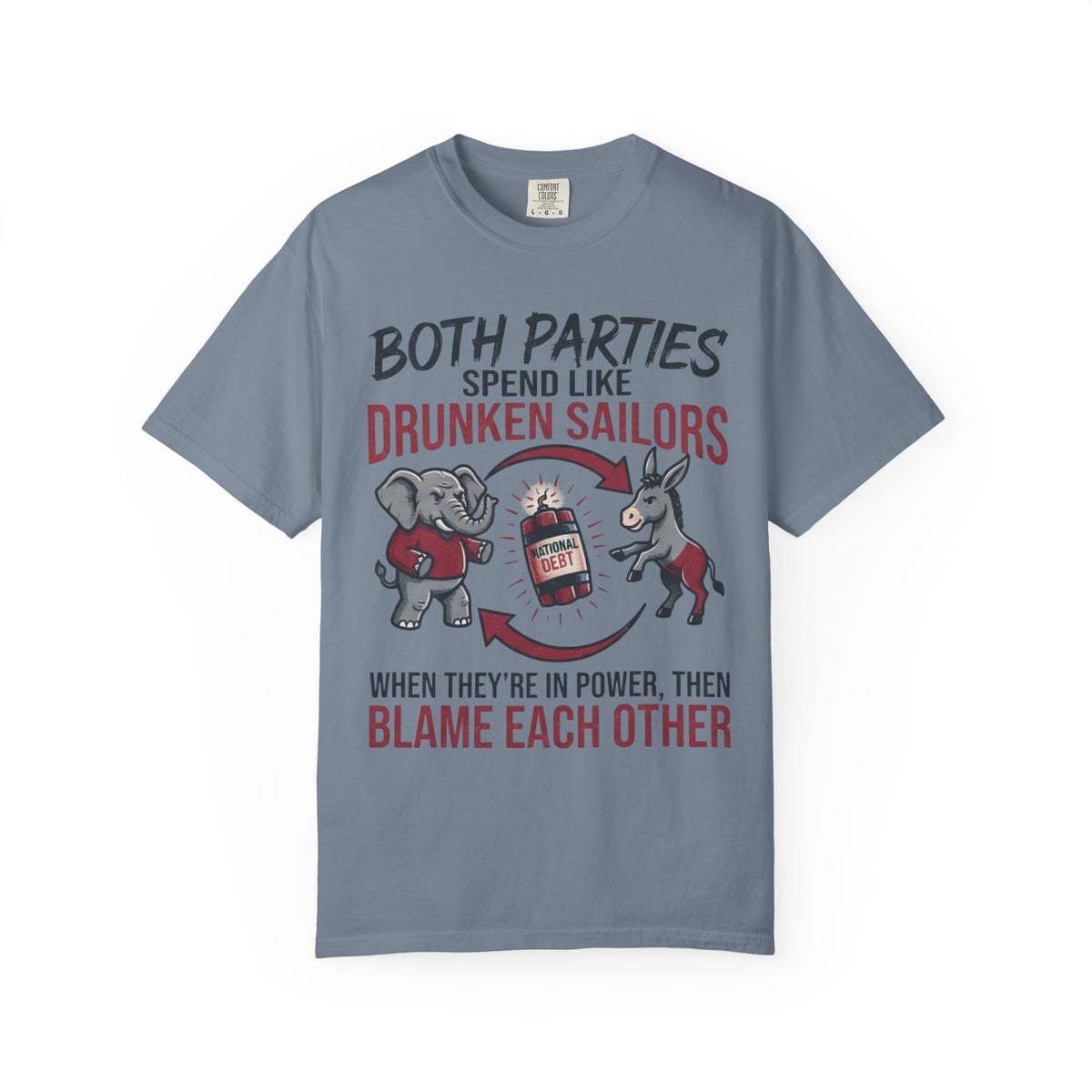 Color: Blue Jean | Protest Series - Audit The Spending Unisex Garment-Dyed Tee