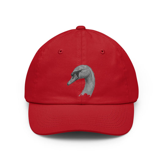Color: Red | Pencil Sketch Art Swan Dad Hat — Graphic