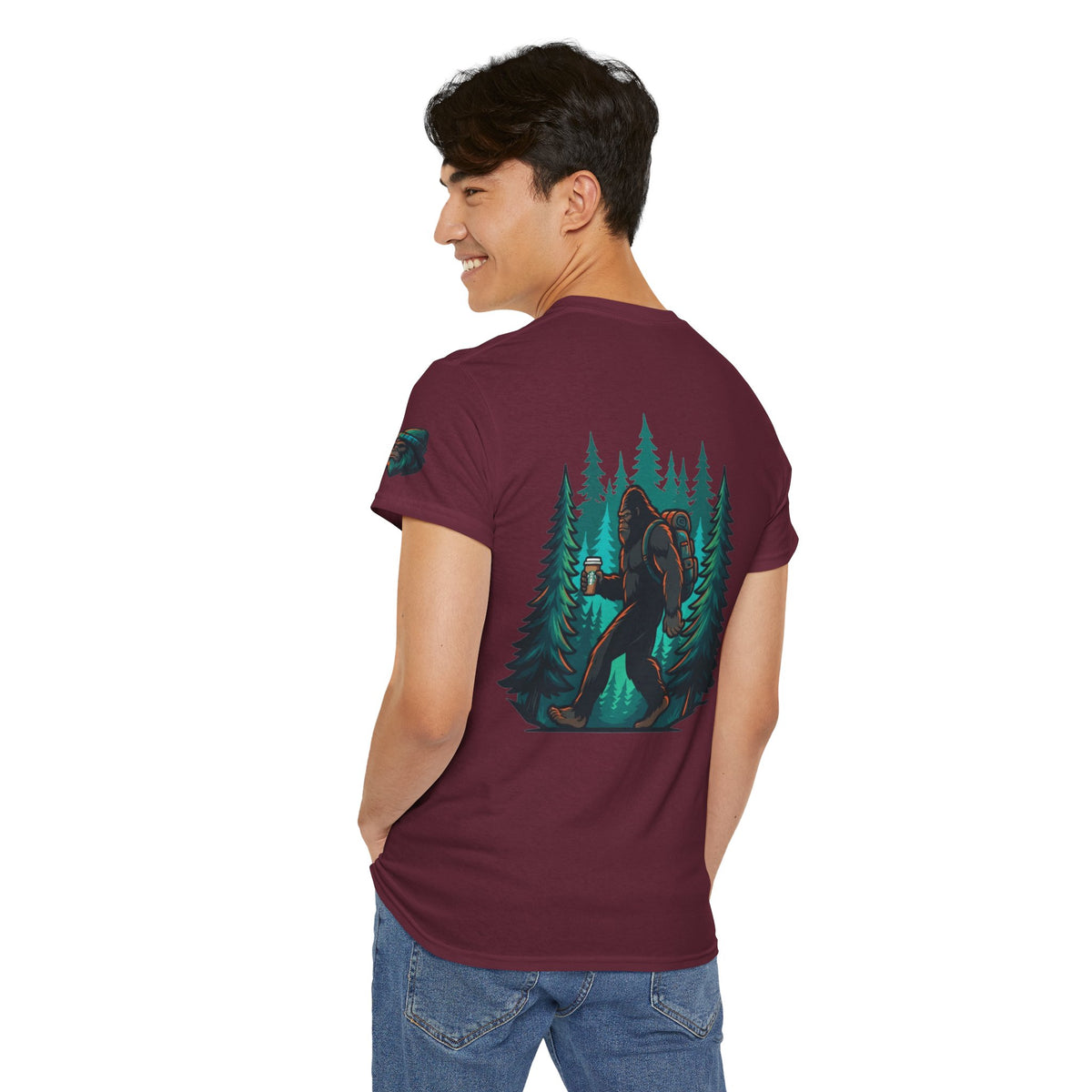 Color: Maroon | Bigfoot-Sasquatch (North America) Premium Graphic Tee