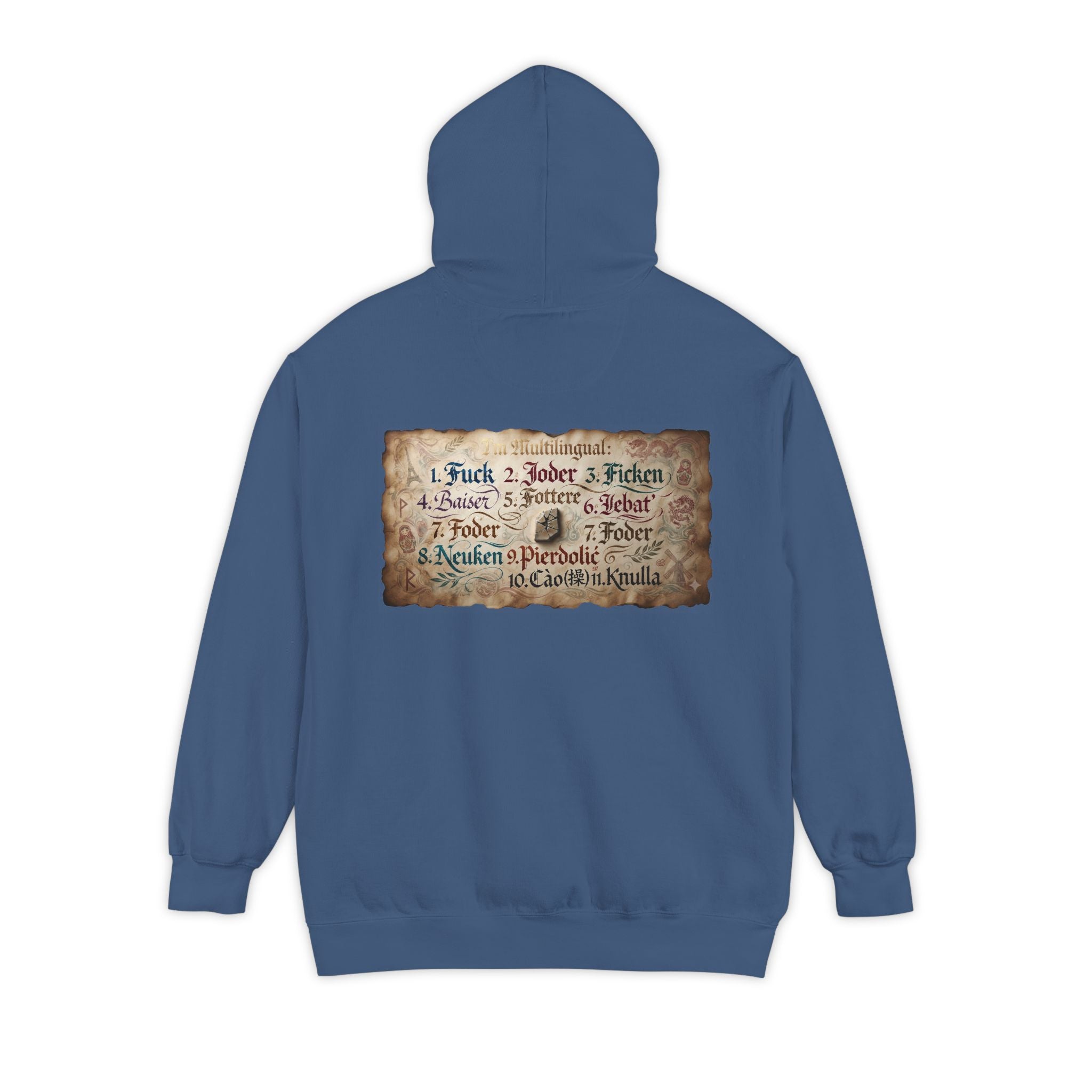 "Multilingual" Garment-Dyed Hoodie