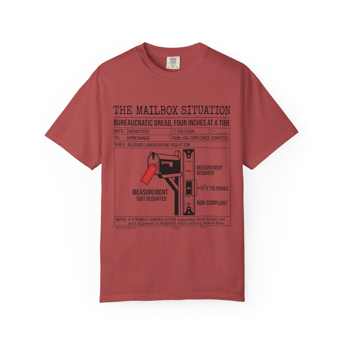 Color: Crimson | Mailbox Situation Unisex Garment-Dyed Tee