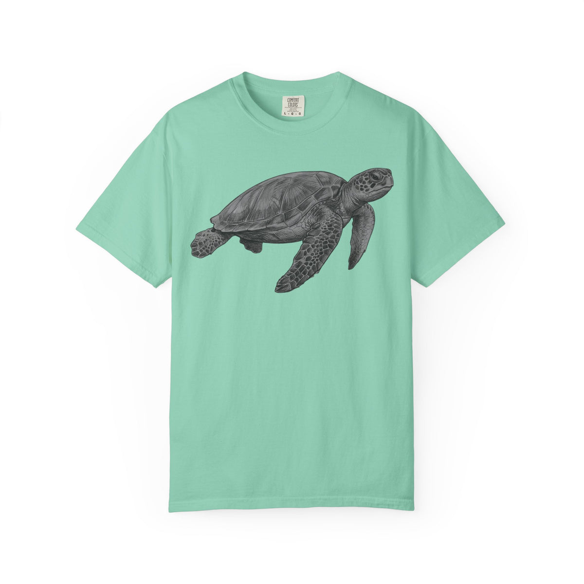 "Pencil Sketch Art Sea Turtle" Unisex Garment-Dyed Tee