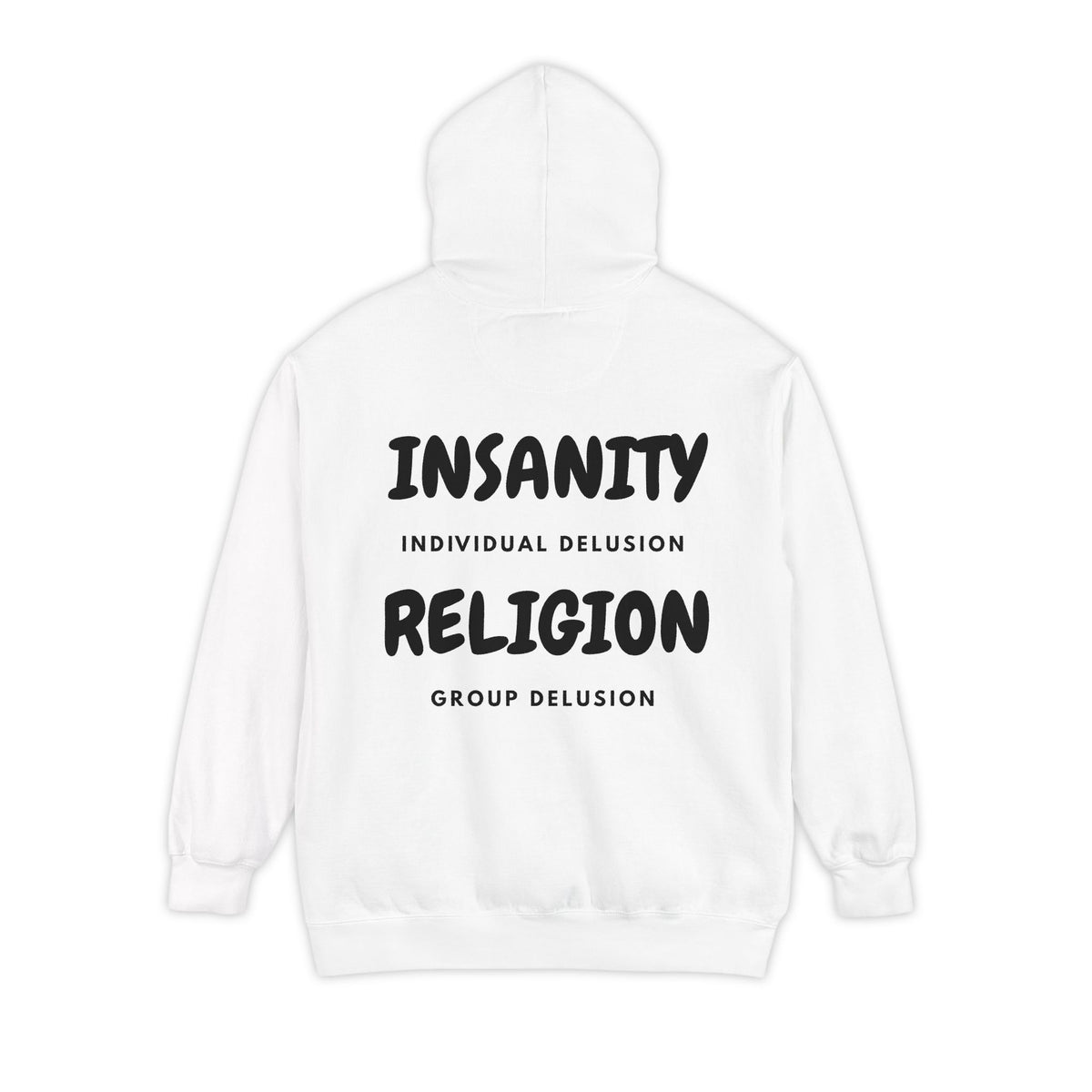 Color: White | Insanity Religion Garment-Dyed Hoodie