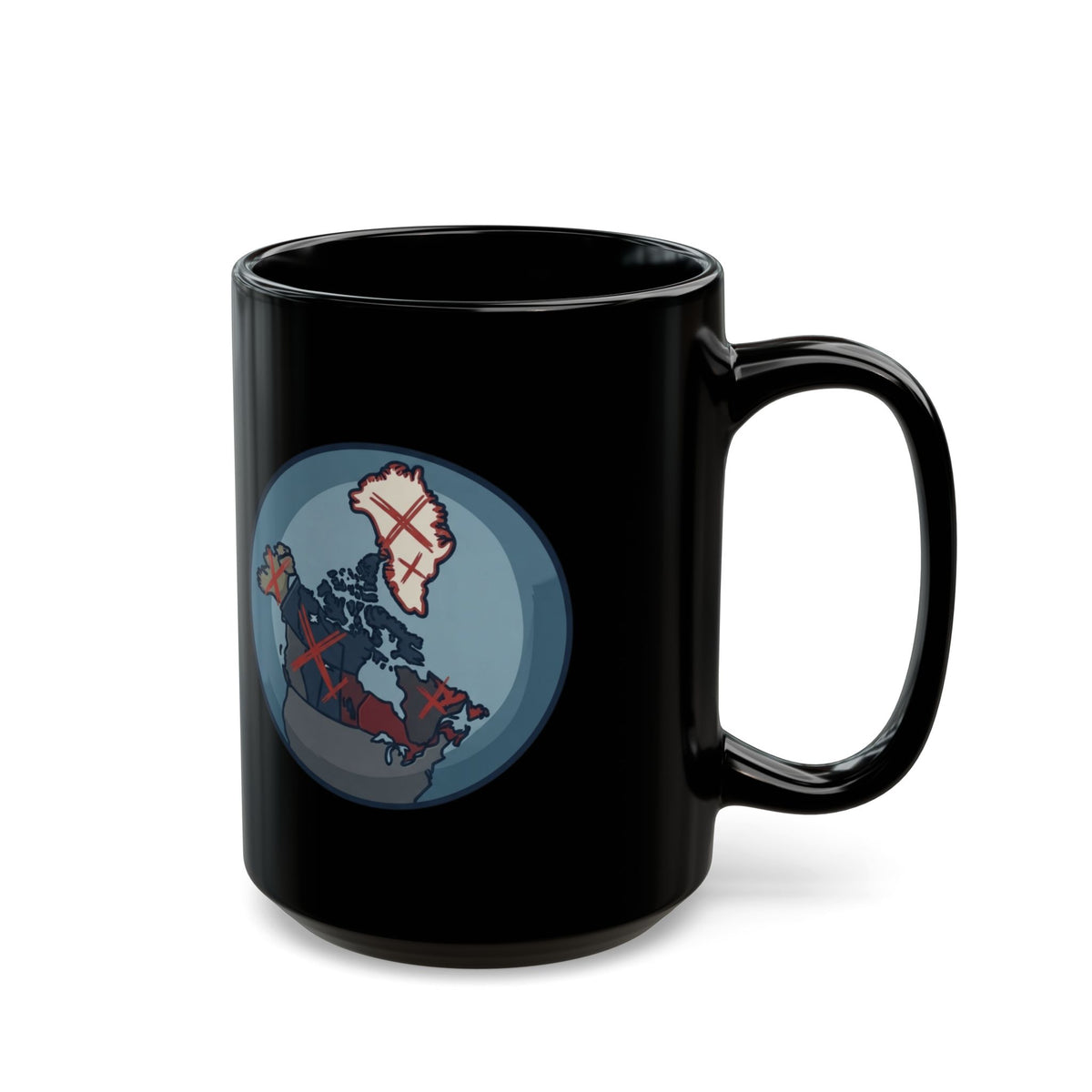 "Loose Talk About Countries That Aren't His" Black Ceramic Mug — Graphic