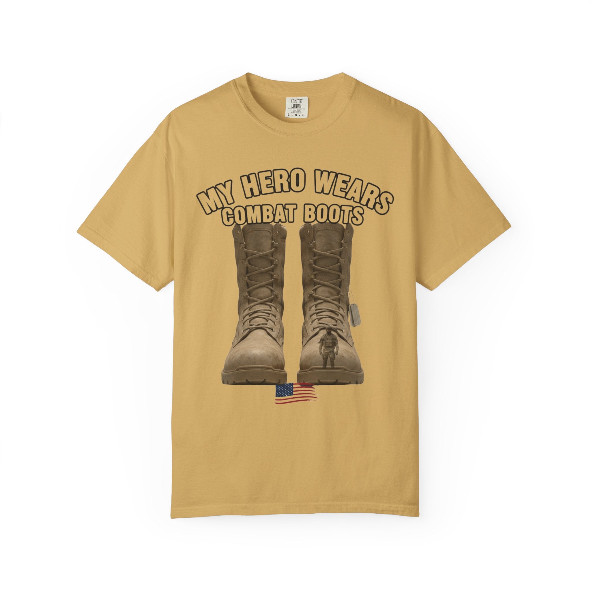 "My Hero Wears Combat Boots" Unisex Garment-Dyed T-shirt