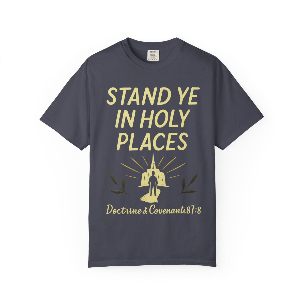 Color: Navy | Stand in Holy Places Unisex Garment-Dyed T-shirt