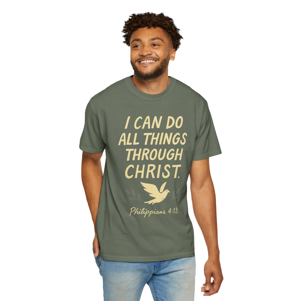 "All Things Through Christ" Unisex Garment-Dyed T-shirt