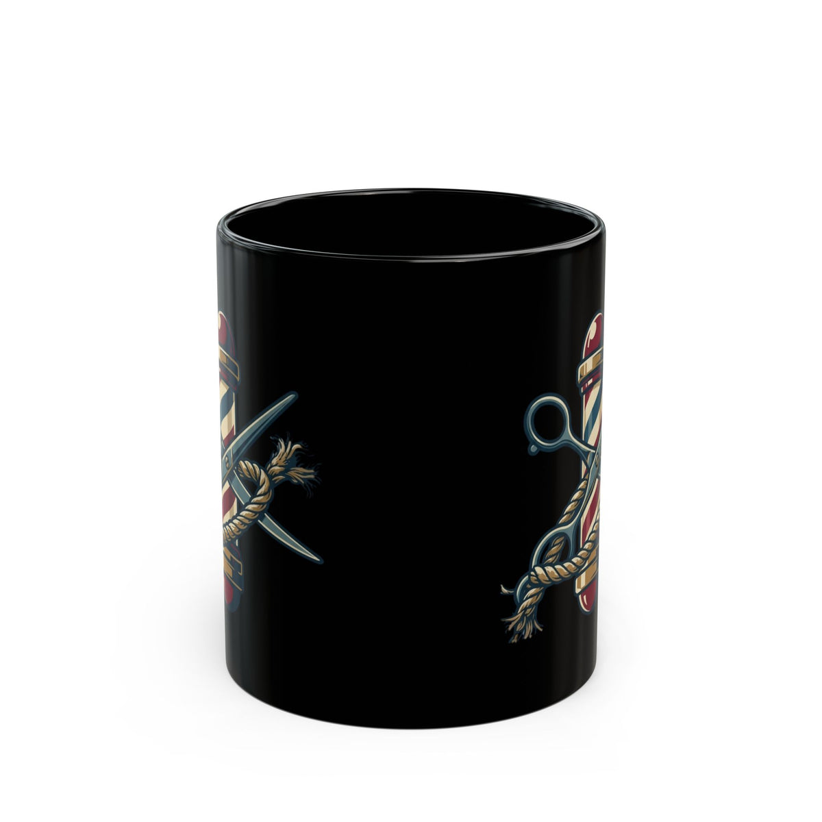 "Good Book Series Delilah's Barber Shop" Black Ceramic Mug — Graphic