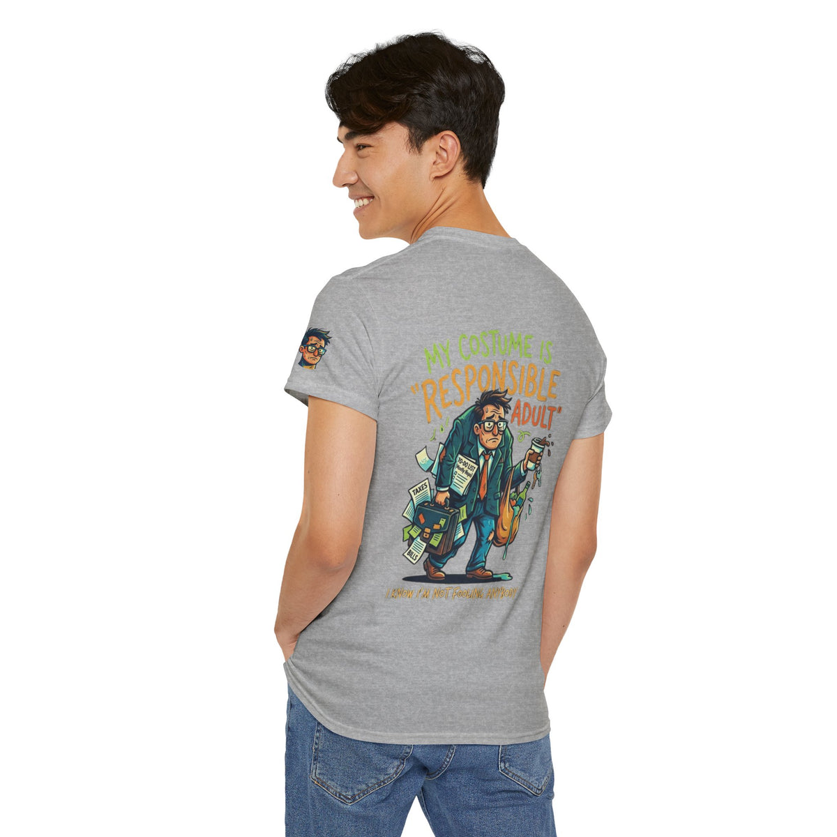 Color: Sport Grey | Responsible Adult Costume Premium Graphic Tee